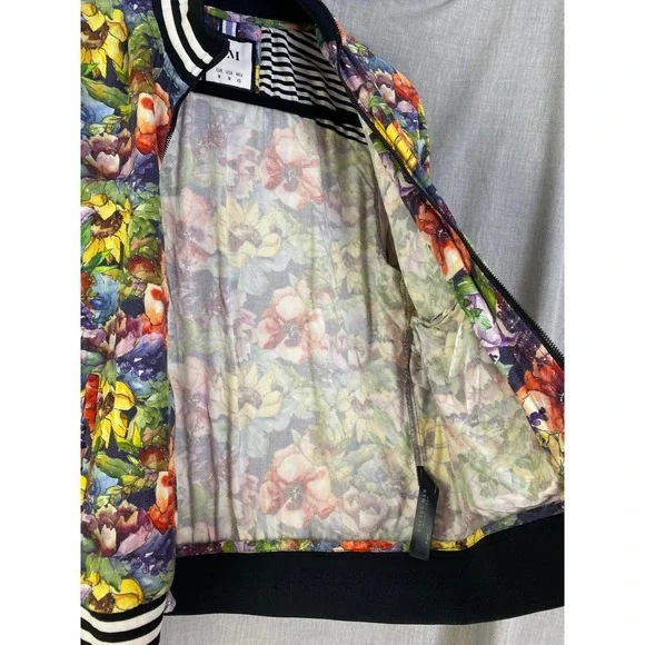 Cactus Man Ricky Singh Floral Bomber Jacket Men's M Unisex Statement Zip Jacket - Picture 9 of 14
